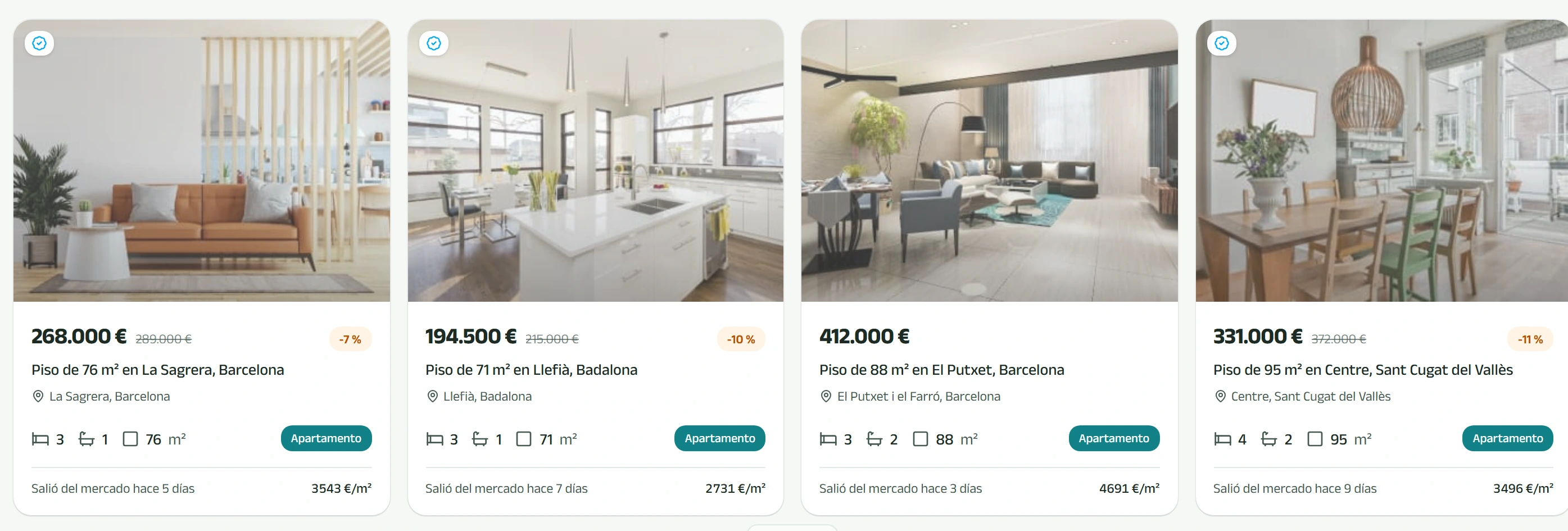 Sección Vendidas de Kaptalo: inmuebles retirados con el precio al que salieron del mercado